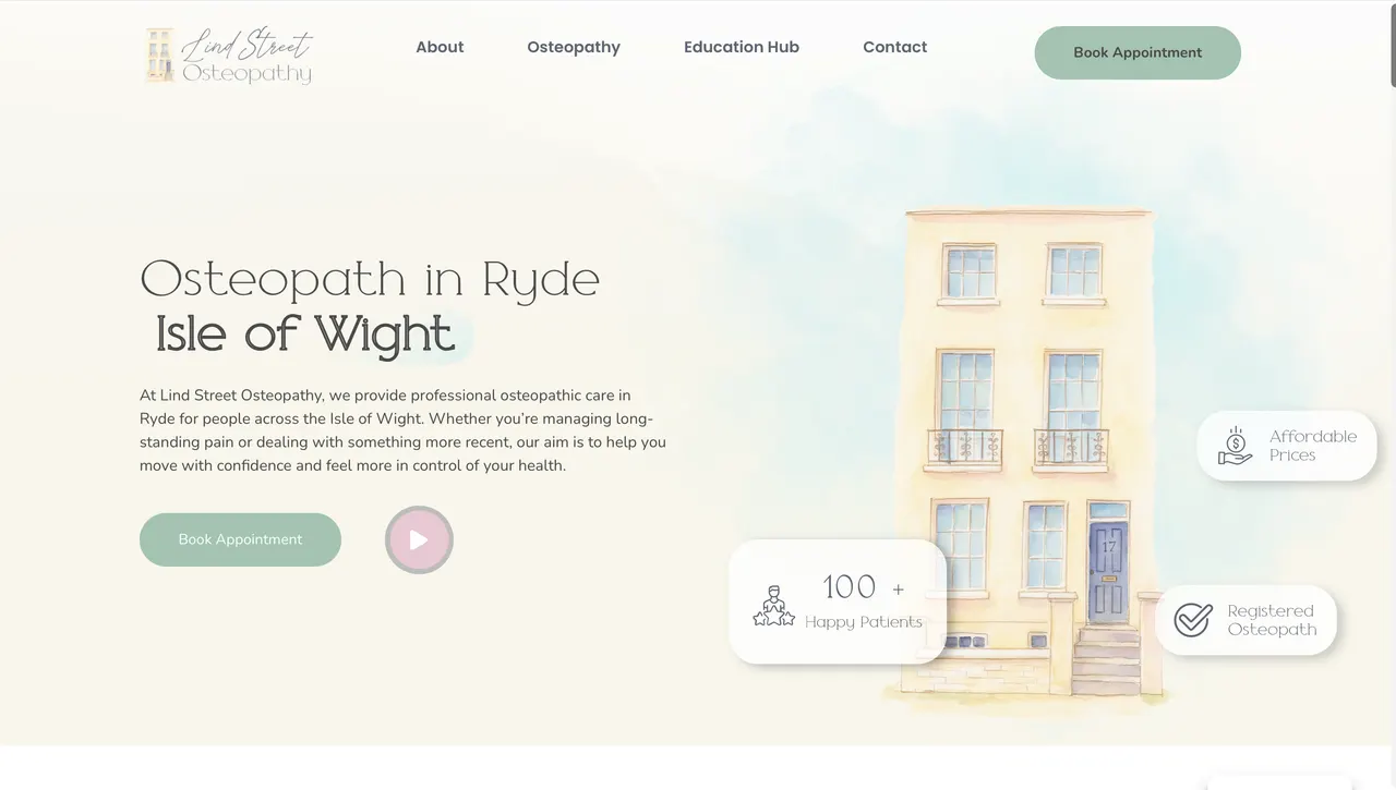 Lind Street Osteopathy website screenshot