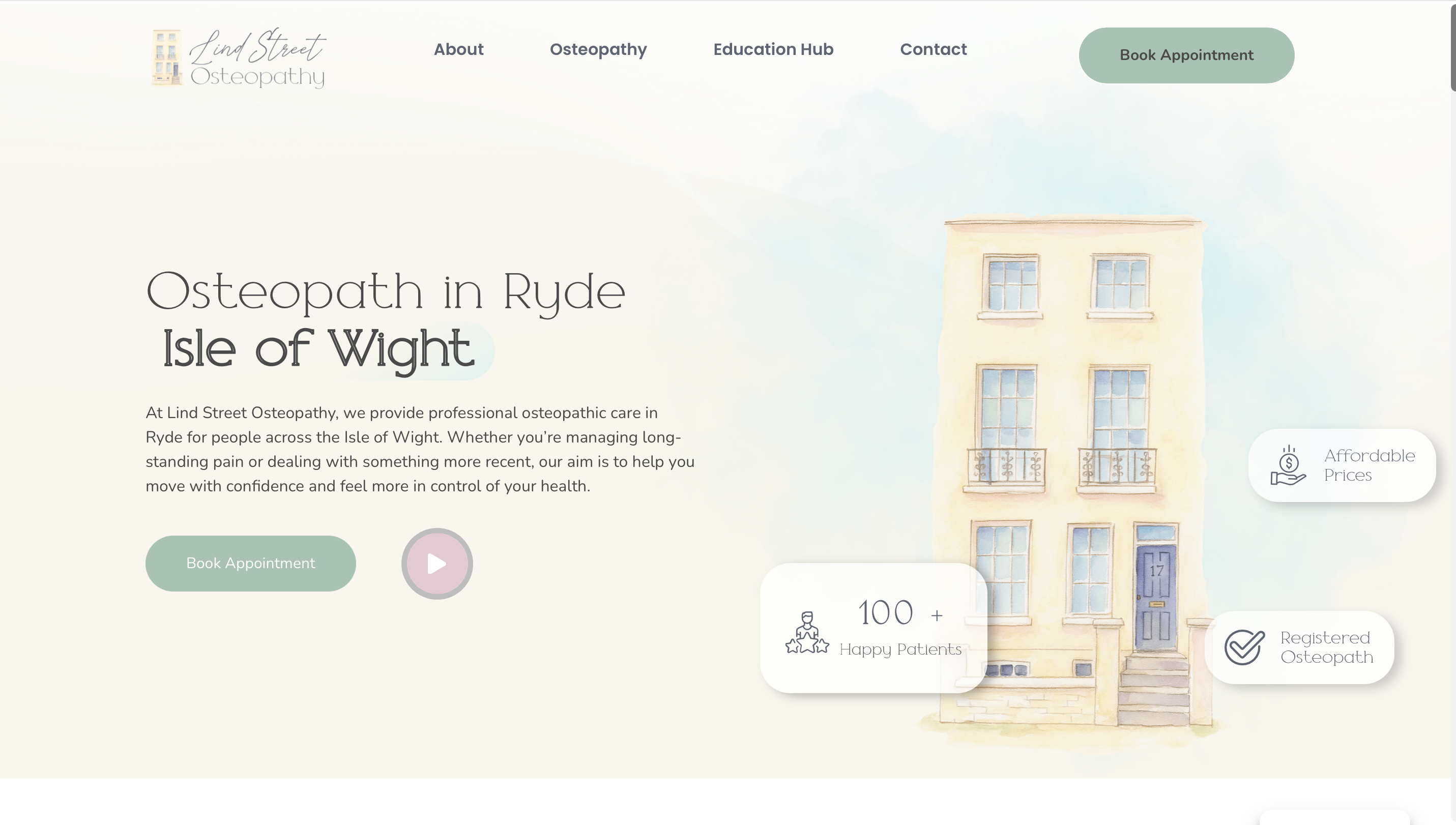 Lind Street Osteopathy website homepage